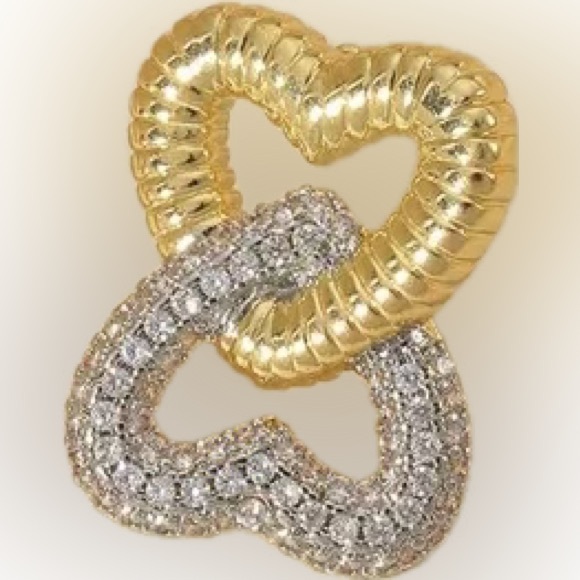 Double Hearts Studs with Crystals - Picture 3 of 8